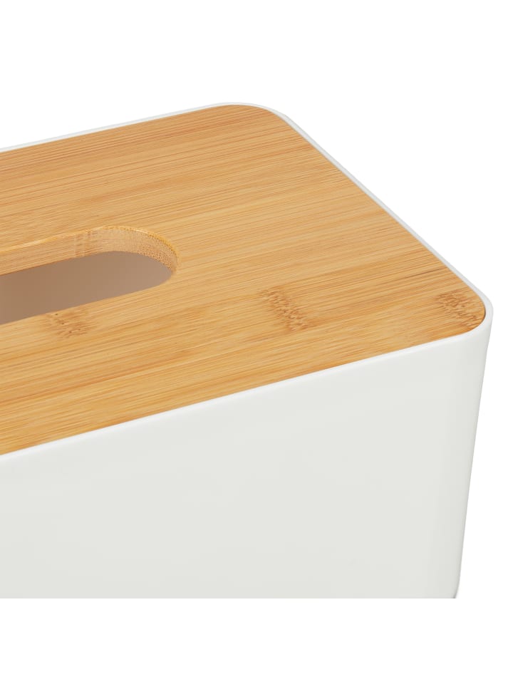 relaxdays Tücherbox in Weiß/Natur - (B)23 x (H)10 x (T)13 cm günstig kaufen onesize