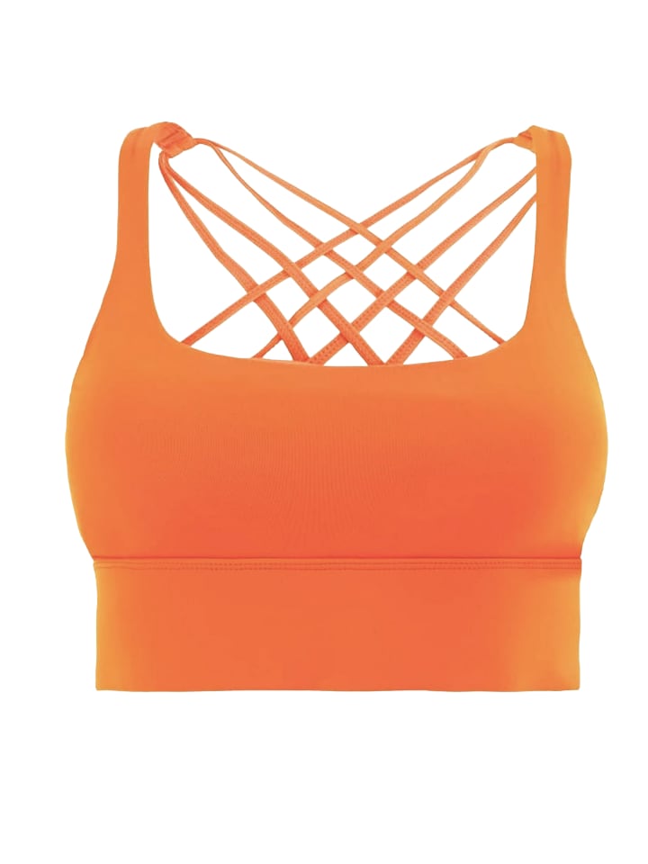 SASSYCLASSY Crop Sport-BH mit Kreuz Rücken in Orange günstig kaufen