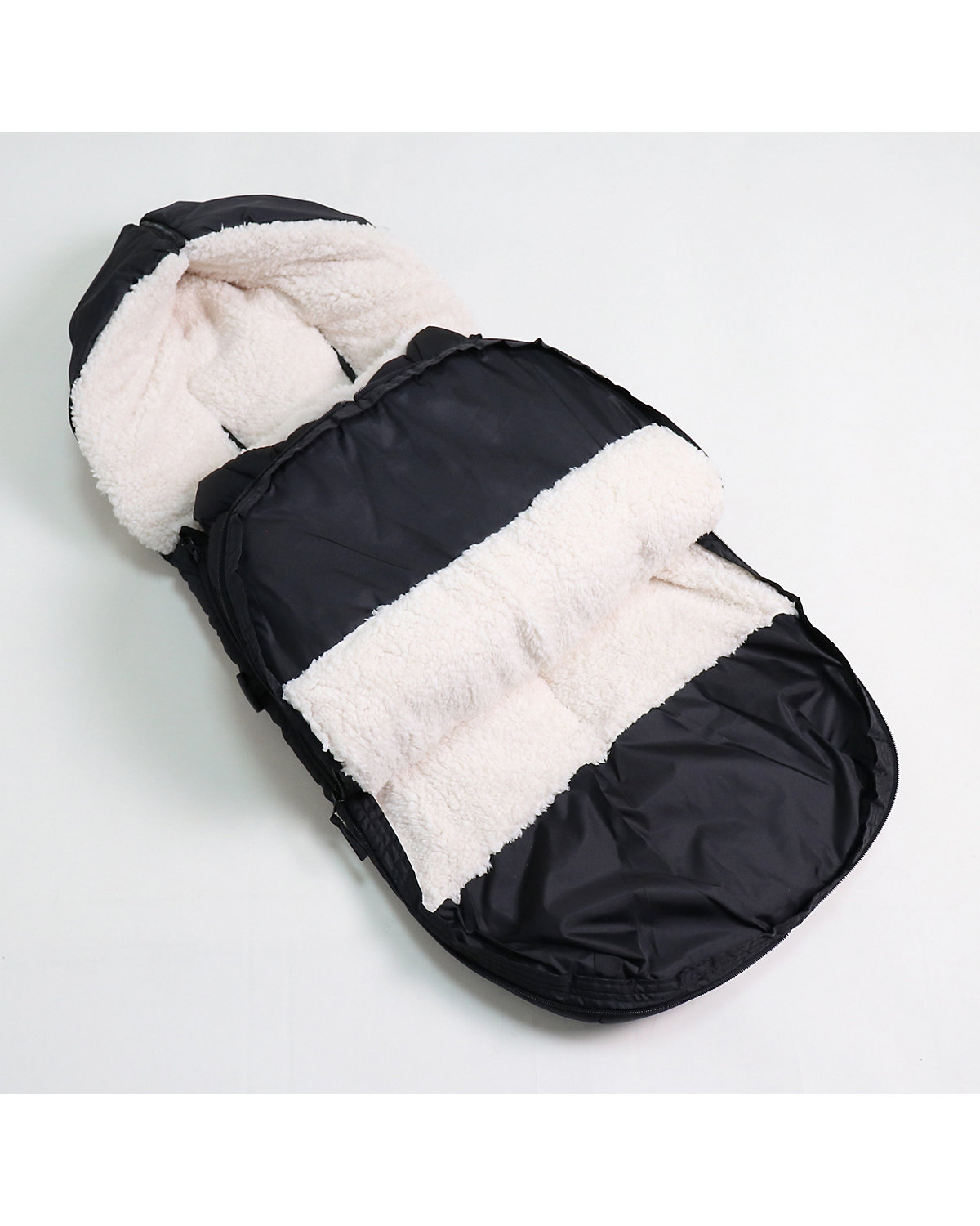 XL TOO. Thermo Sherpa Fleece  Universal Kinderwagen Fußsack, Fb. black / creme