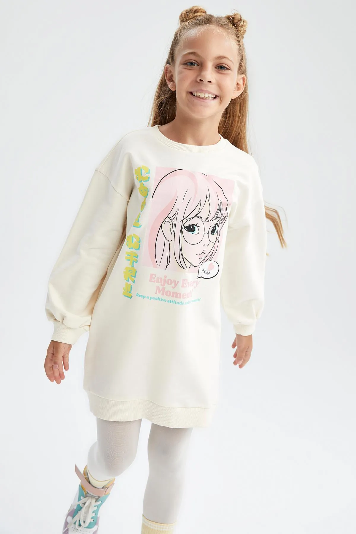 DeFacto  Bedrucktes Sweatkleid für Mädchen mit Rundhalsausschnitt