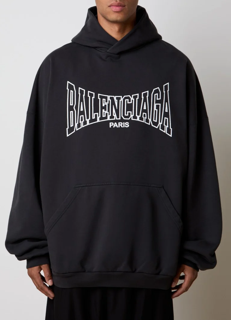 Balenciaga prevelika dukserica s klokanovim džepom i printom logotipa
