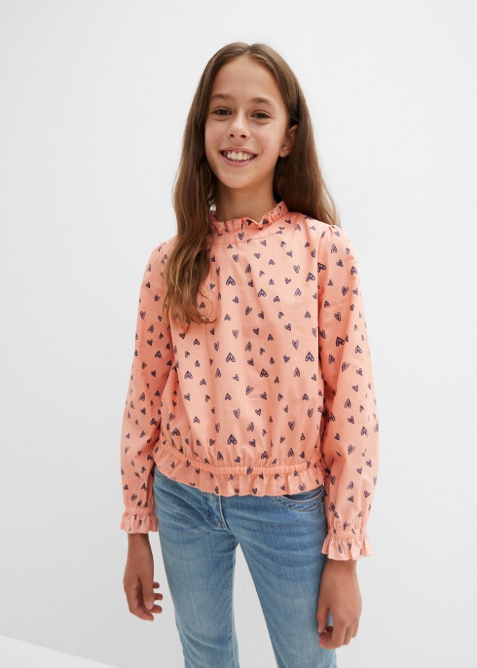 Mädchen Bluse mit Stehkragen