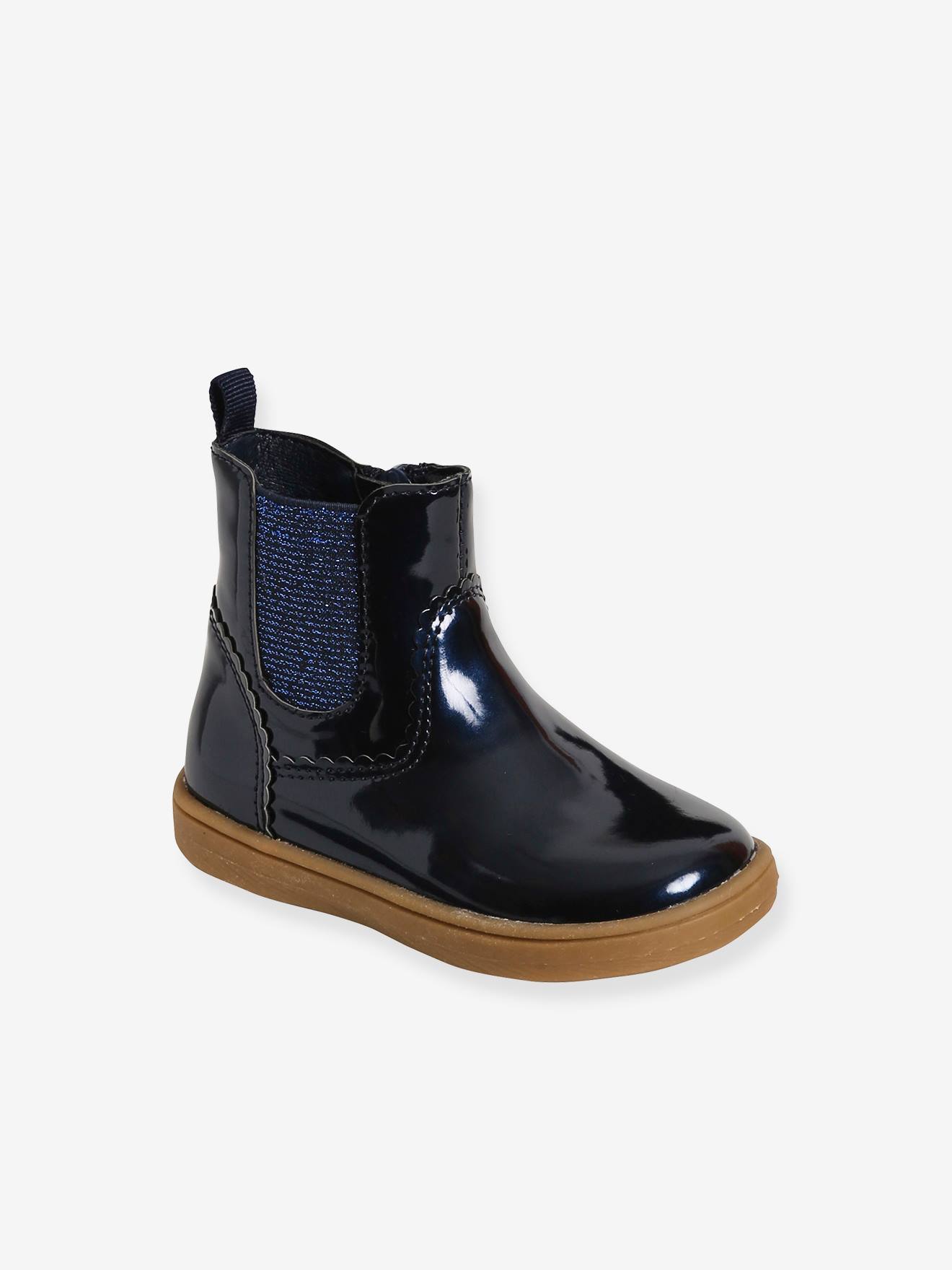 Vertbaudet Mädchen Baby Boots, Lackoptik - bordeaux