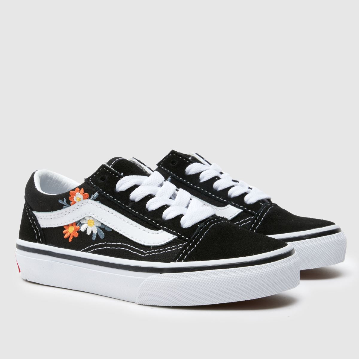 Vans fekete old school virágmintás lány junior tornacipő