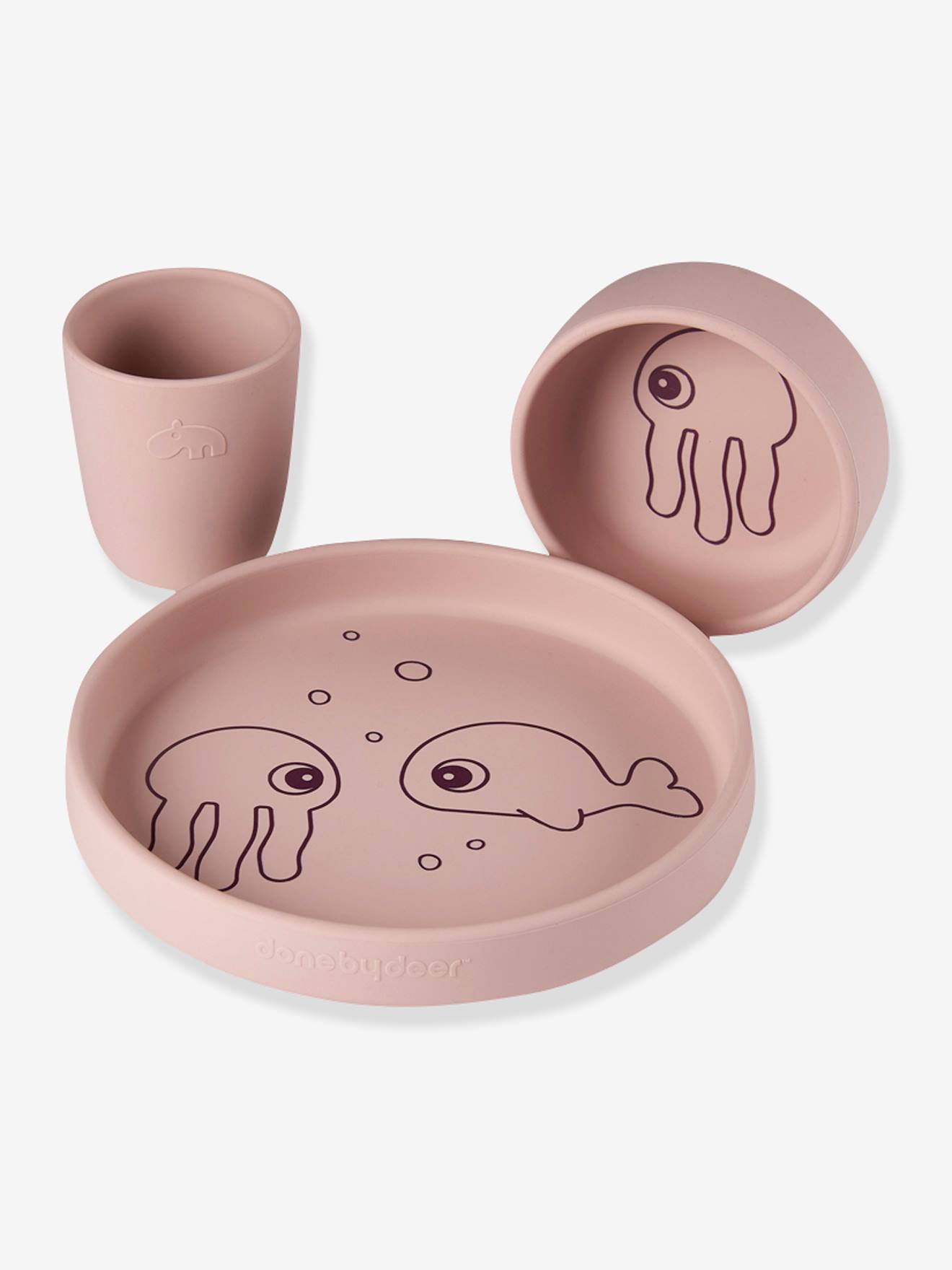 Coffret repas 3 pièces DONE BY DEER Sea Friends en silicone bleu