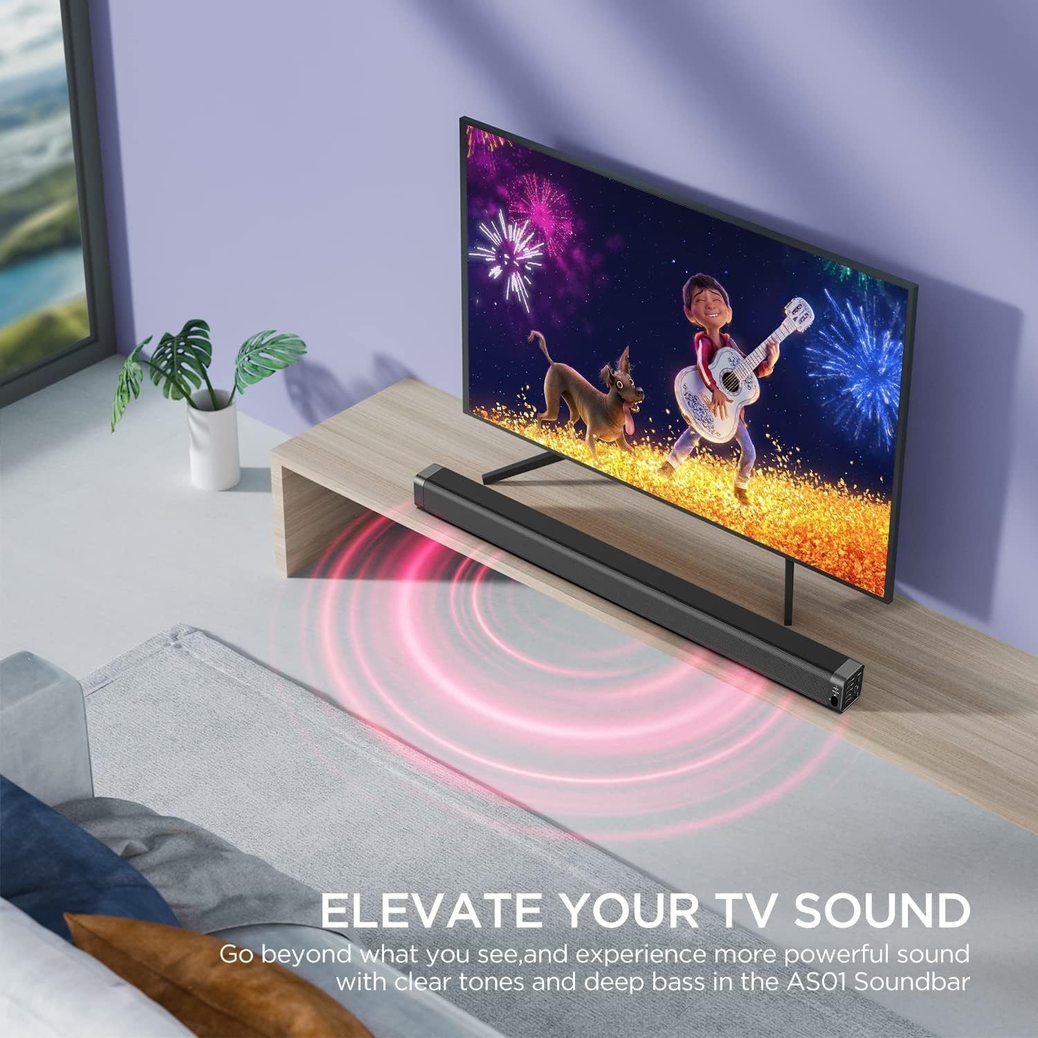 ABOX Thramono Odine I 2.0 Soundbar (80 W, 120 dB Soundsystem für Fernseher, Kraftvoller Klang, Surround Sound)