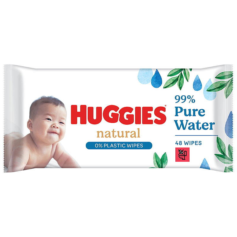 Huggies Baby wipes 48 stk natural pure 0% plast Huggies