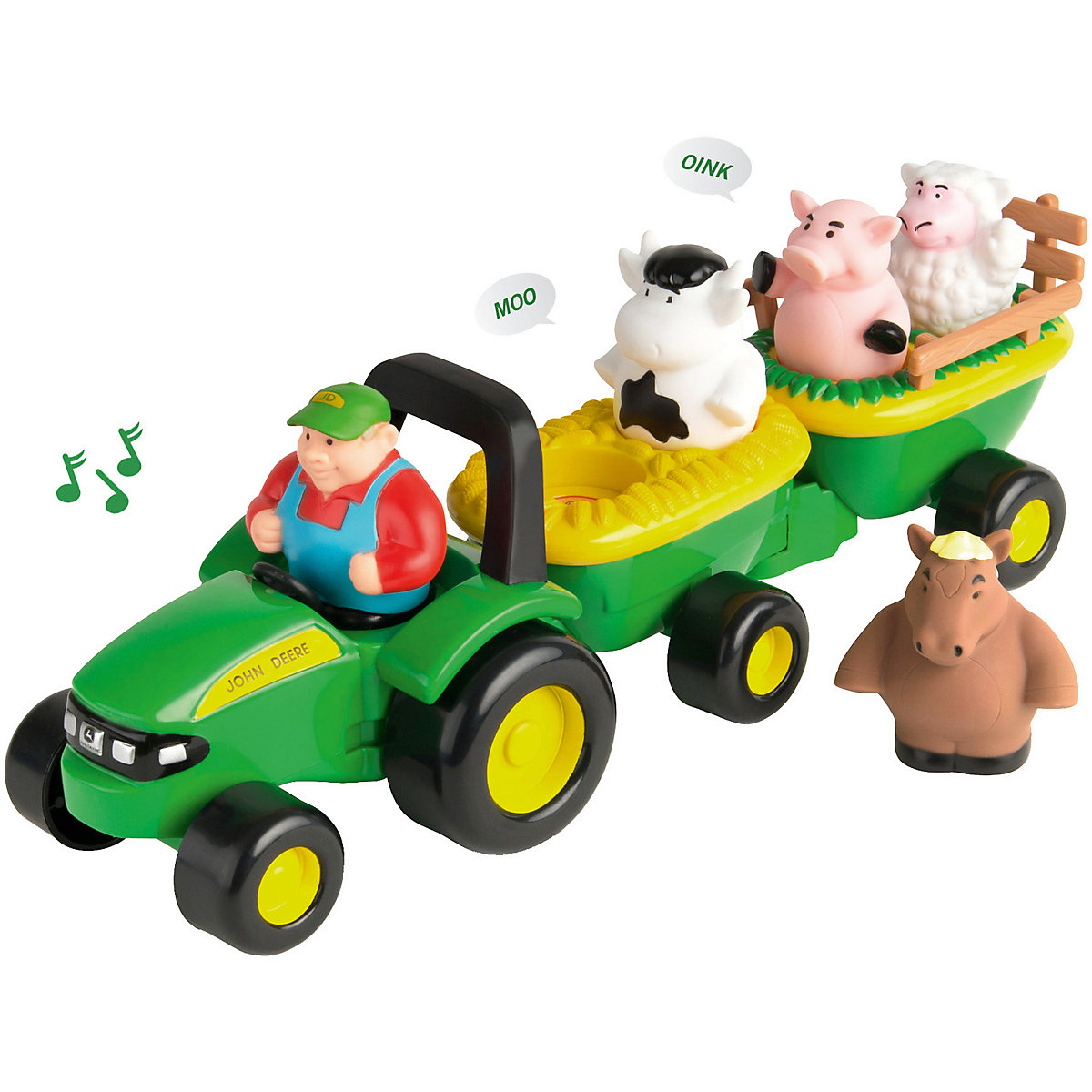 John Deere Heuwagen mit lustigen Tiergeräuschen