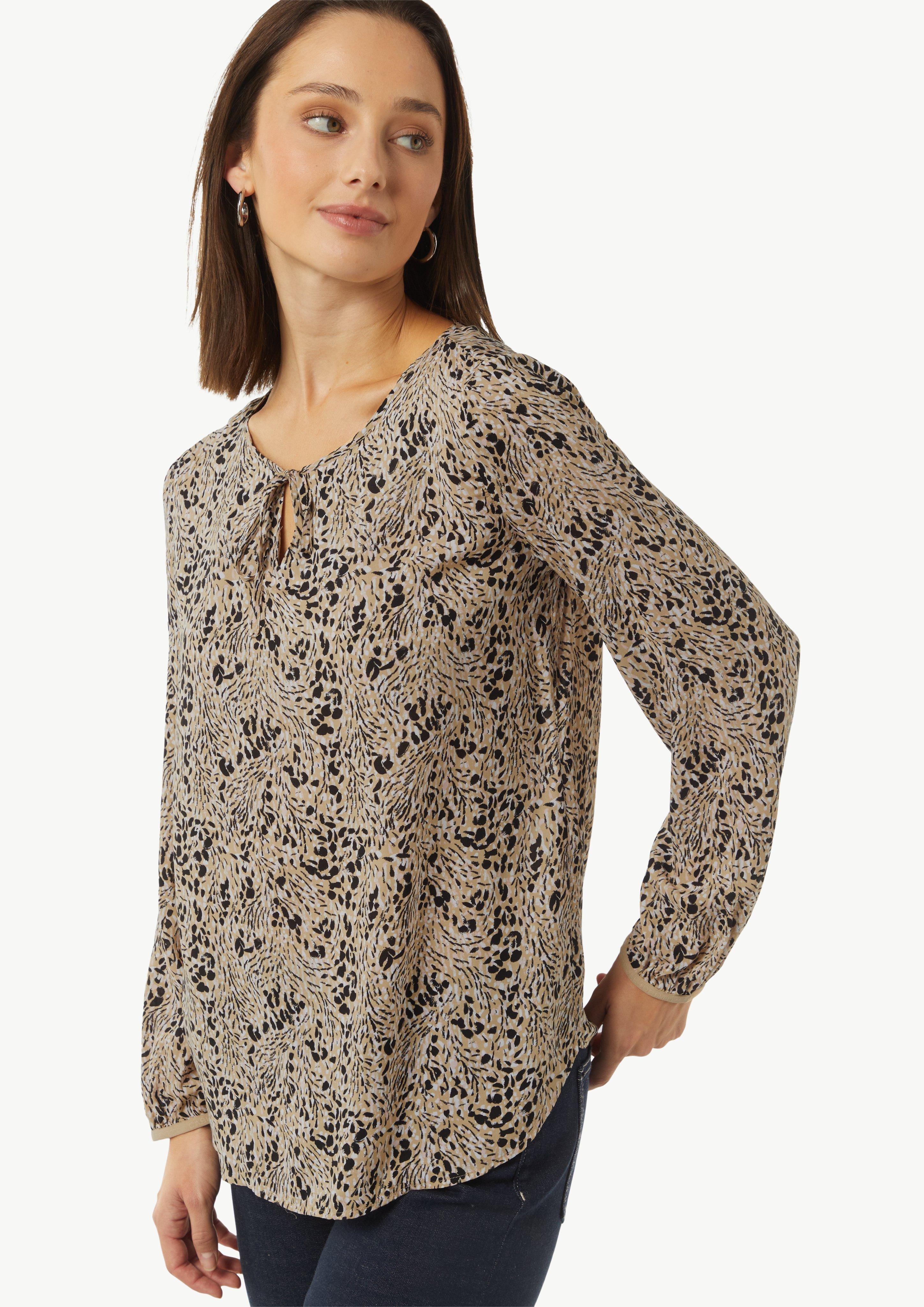 Bluse mit Bindeband - sandstein