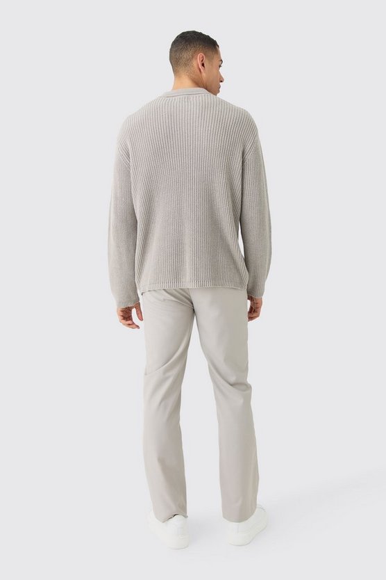 Strickpullover mit 1/4 Reißverschluss und Trichterkragen