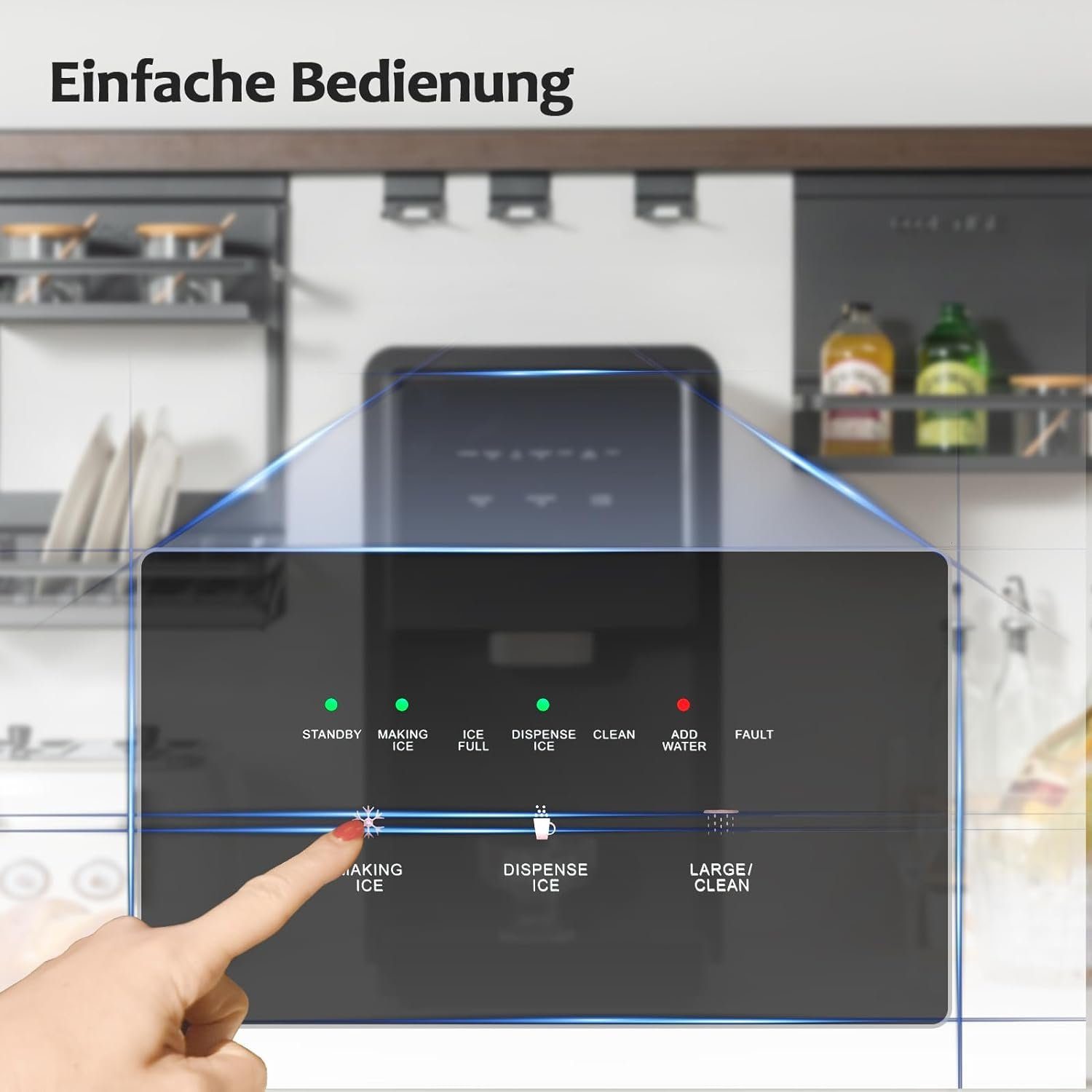 KOMFOTTEU Eiswürfelmaschine, Eisproduktion von 27kg/24h, mit Eisspender & Selbstreinigung
