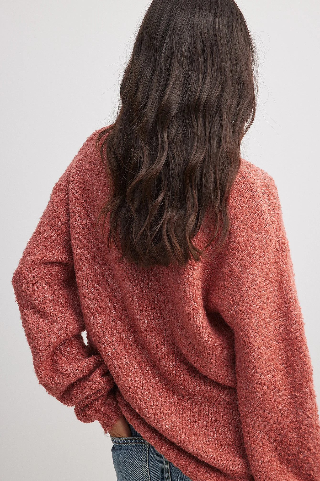 Strukturierter Oversize-Strickpulli mit Rundhalsausschnitt