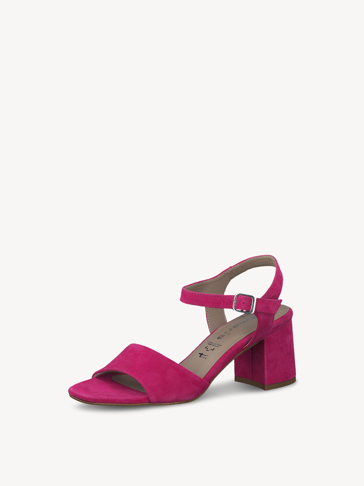 Sandale à talon en cuir - rose fuchsia