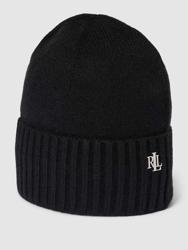 Beanie mit Label-Detail in schwarz