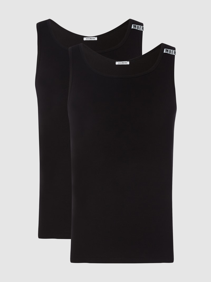 Tanktop mit Stretch-Anteil im 2er-Pack in schwarz