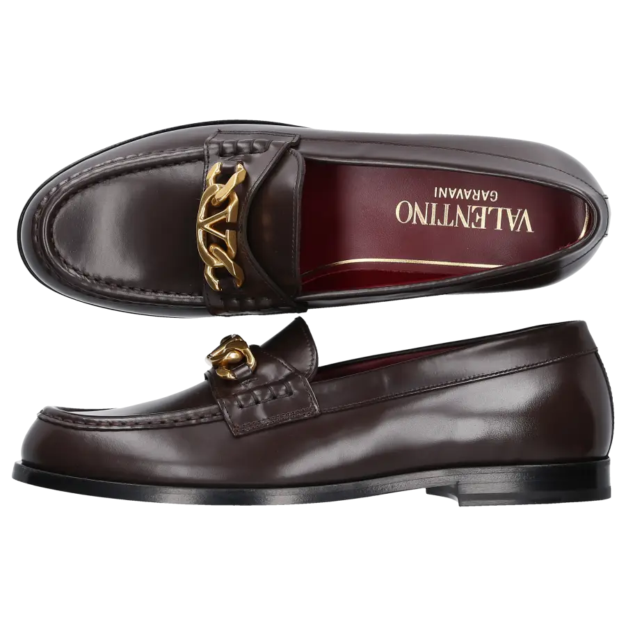 Valentino Garavani - Loafer VLOGO CHAIN Kalbsleder - braun