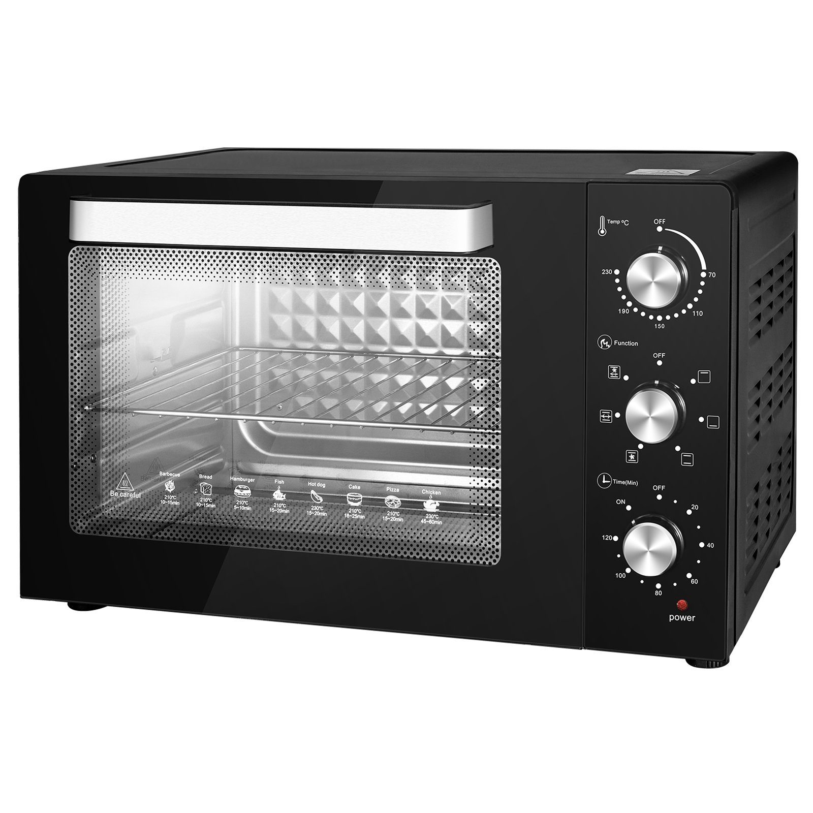 EUGAD Minibackofen, 45 L mit 4 Ebenen, 6 Modi, zweilagige Tür, Timer, 1700W