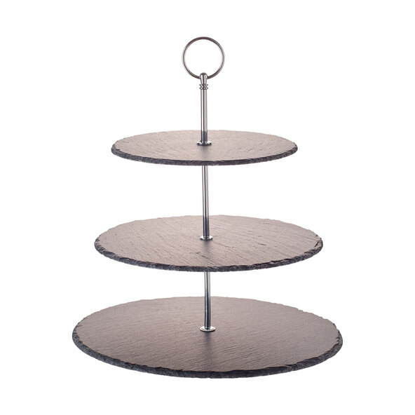 Schiefer Etagere, 3-stöckig, silber