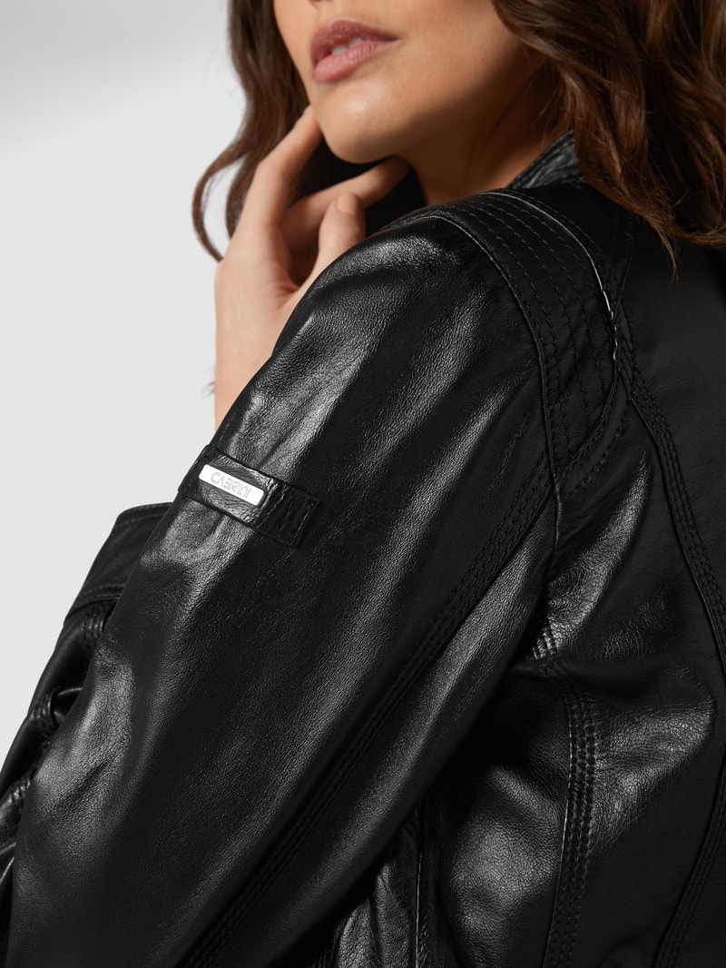 Lederjacke im Biker-Look in schwarz