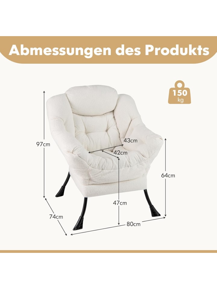 COSTWAY Relaxsessel gepolstert in Beige günstig kaufen onesize