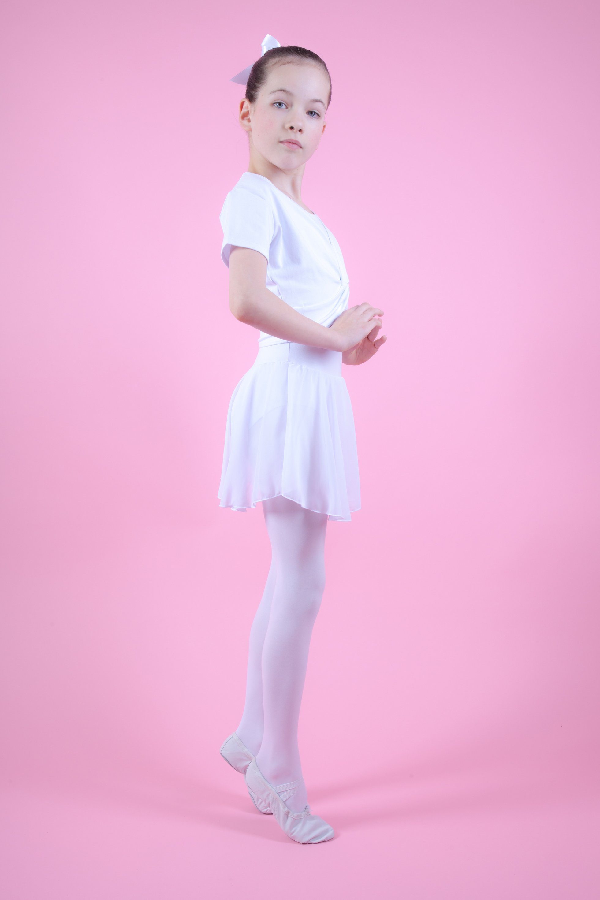 tanzmuster Crop-Top Kurzarm Ballett Top Madita für Mädchen aus wunderbar weicher Baumwolle