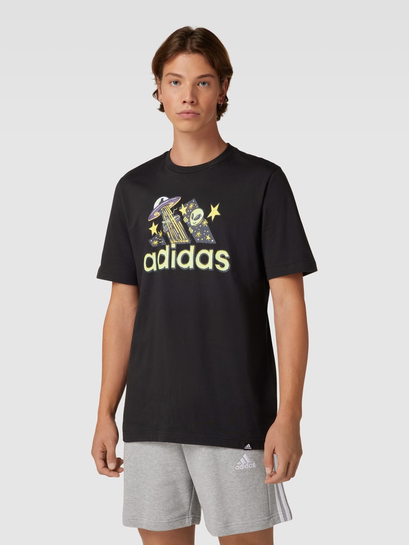 T-Shirt mit Motiv-Print in schwarz