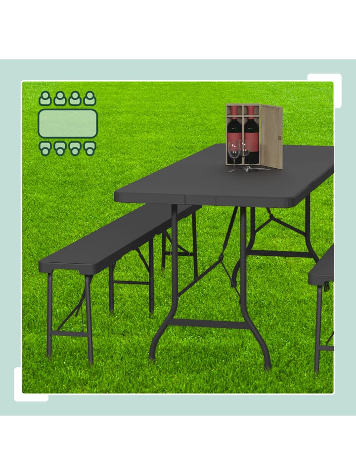 relaxdays 3-tlg. Bierzeltgarnitur in Schwarz günstig kaufen onesize