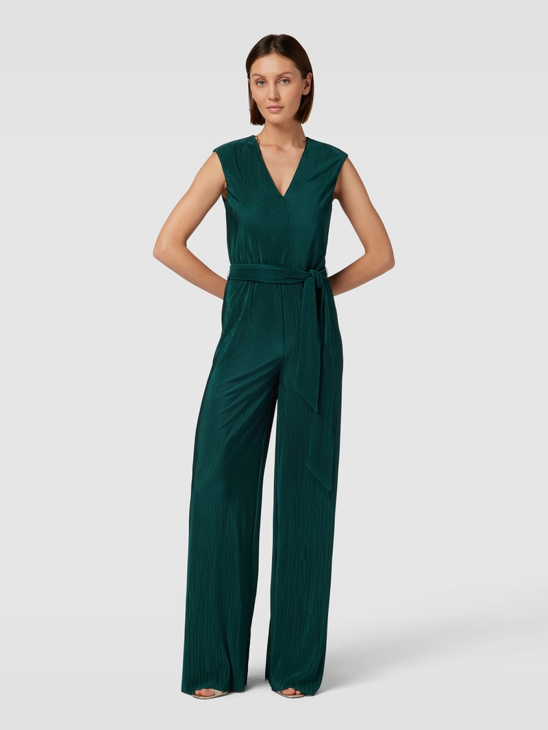 Jumpsuit mit Bindegürtel in grün