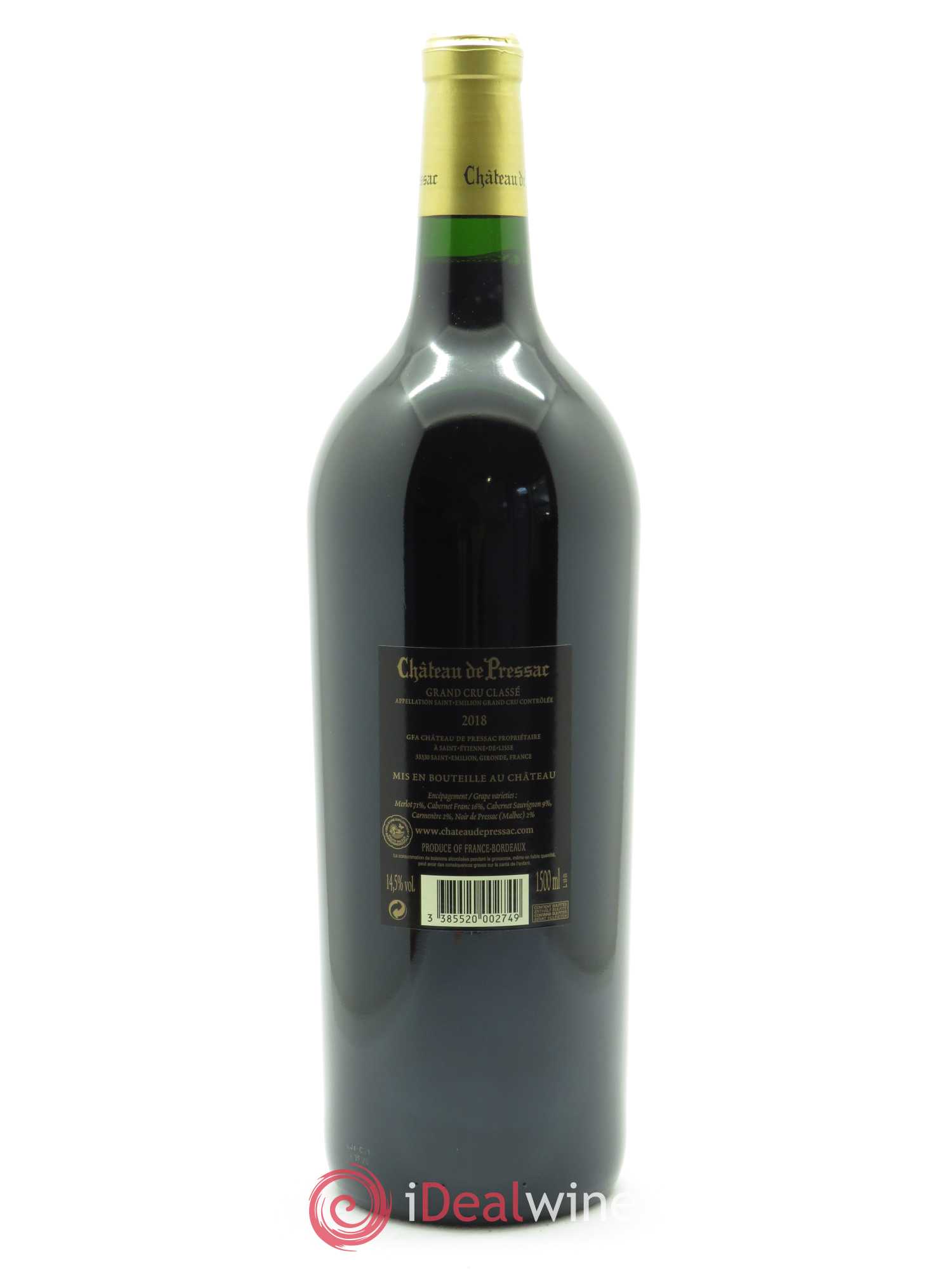 Château de Pressac Grand Cru Classé  2018 - Lot de 1 Magnum
