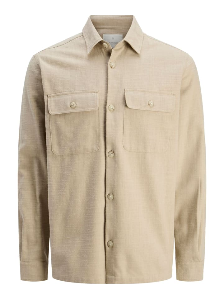JACK & JONES PLUS Overshirt in White Pepper günstig kaufen