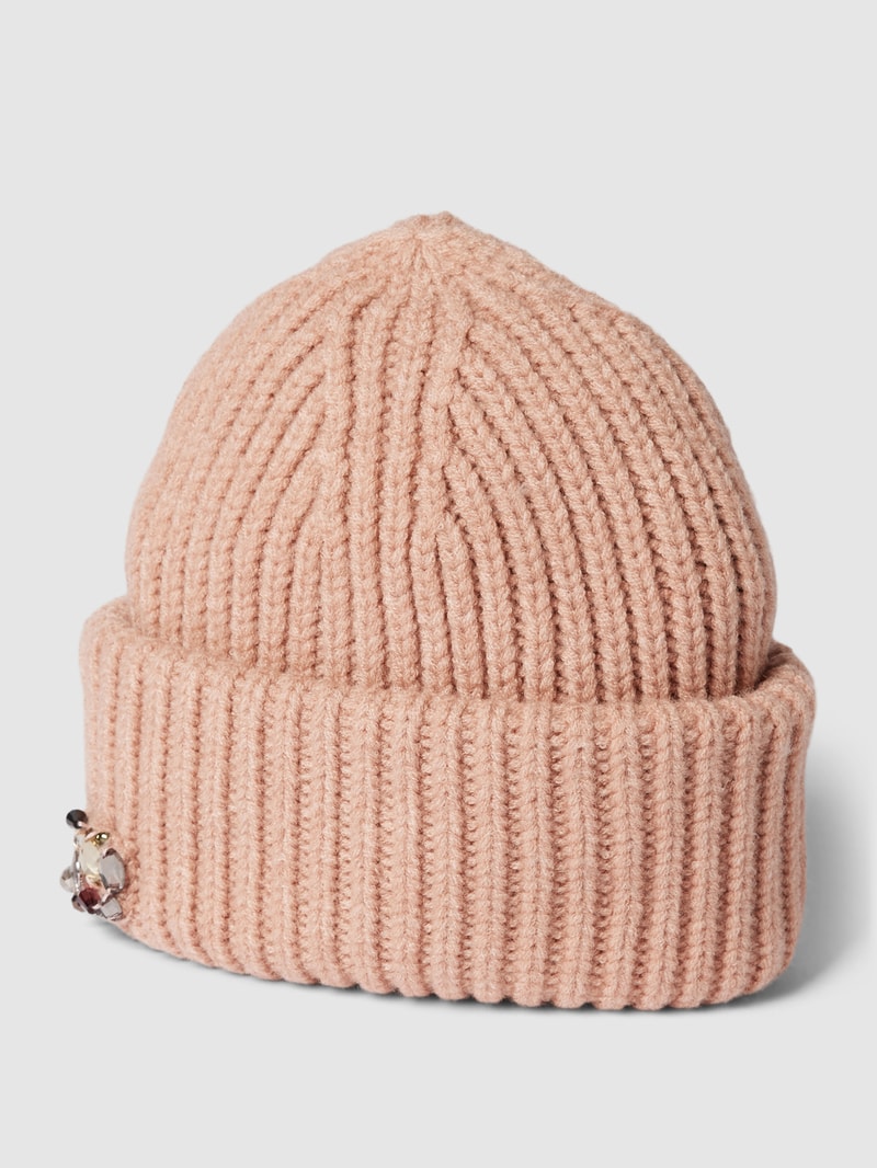 Beanie mit Ziersteinbesatz in altrosa