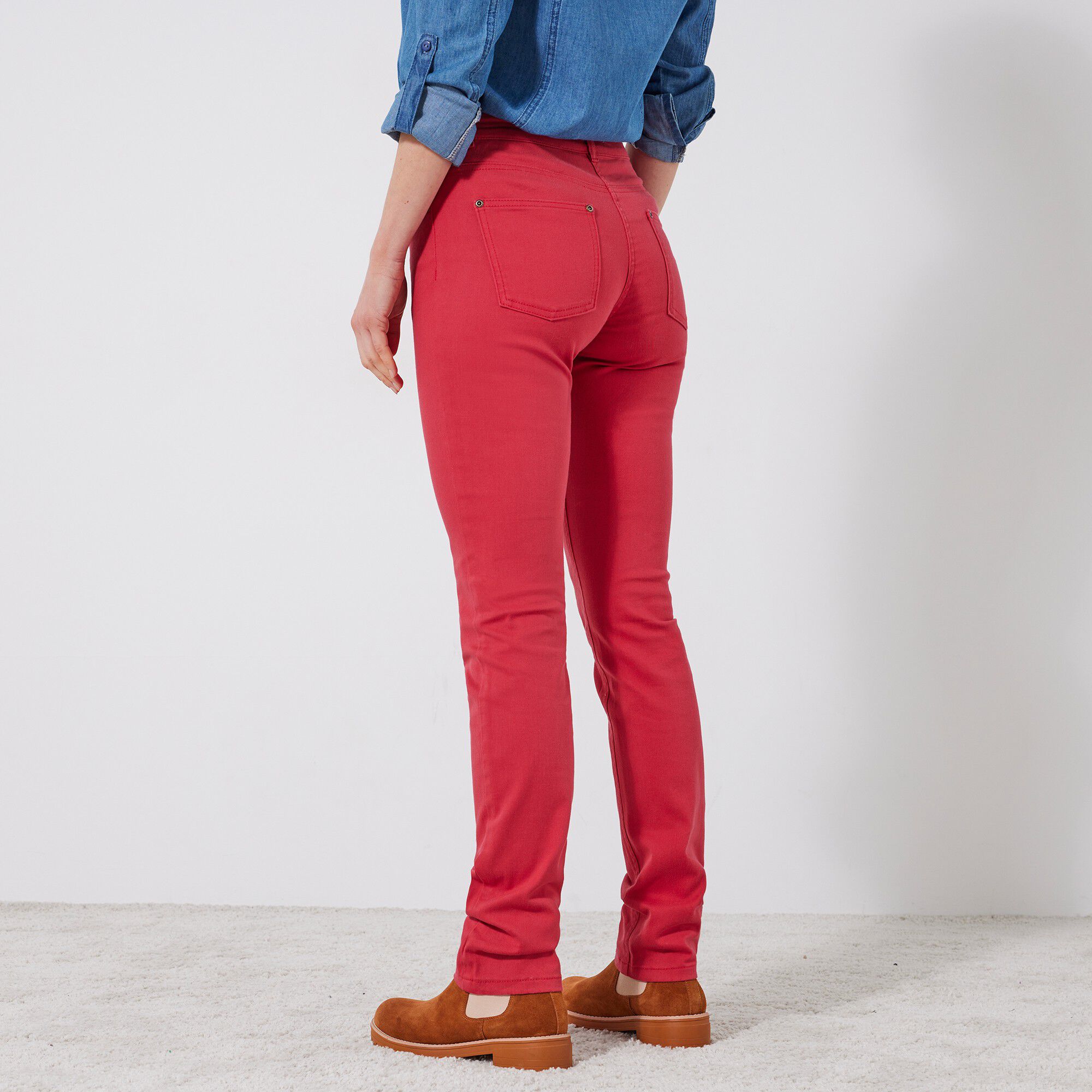 Pantalon droit stretch uni