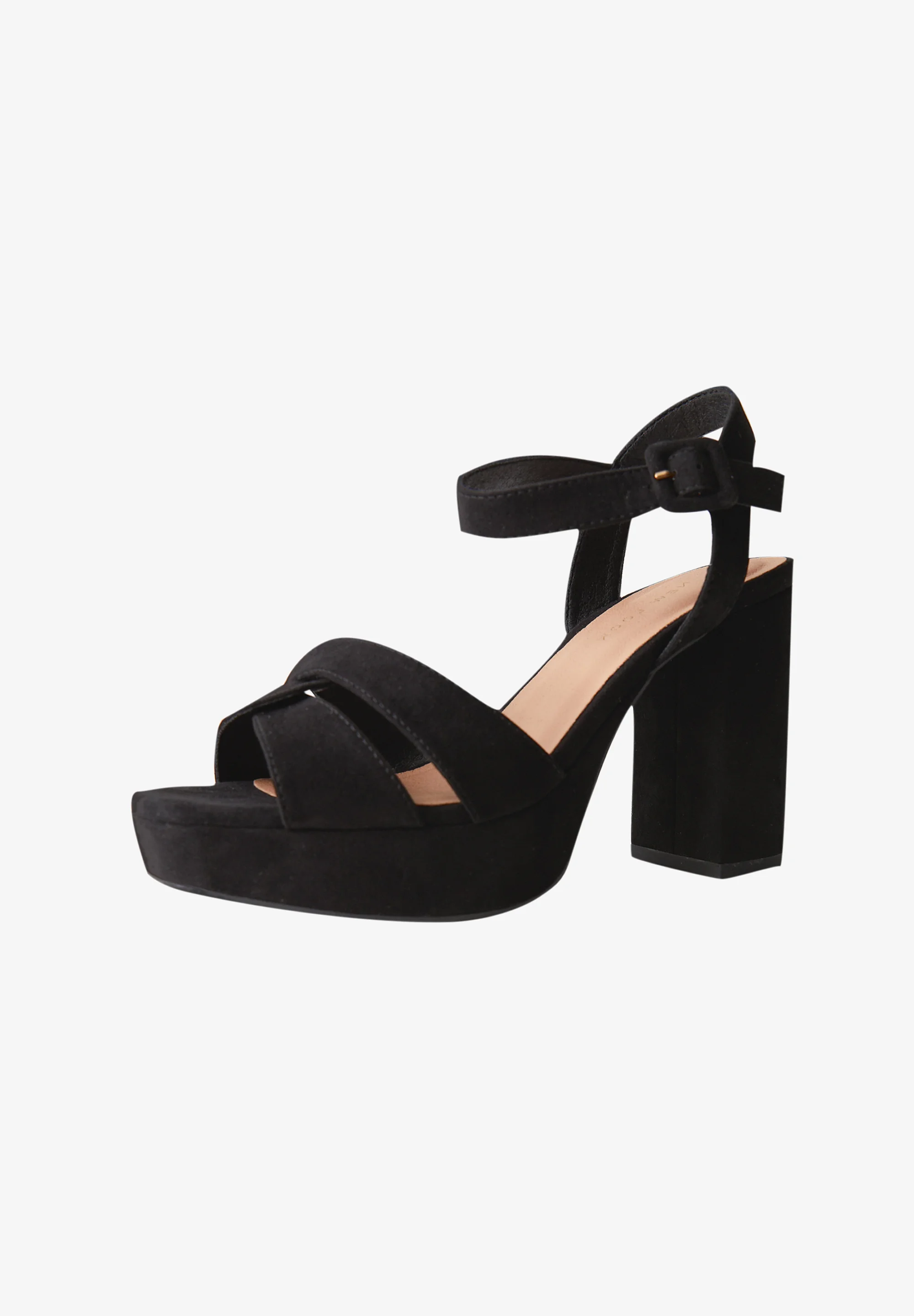 Sandalias de plataforma con tacón cuadrado y giro en dos partes de New Look