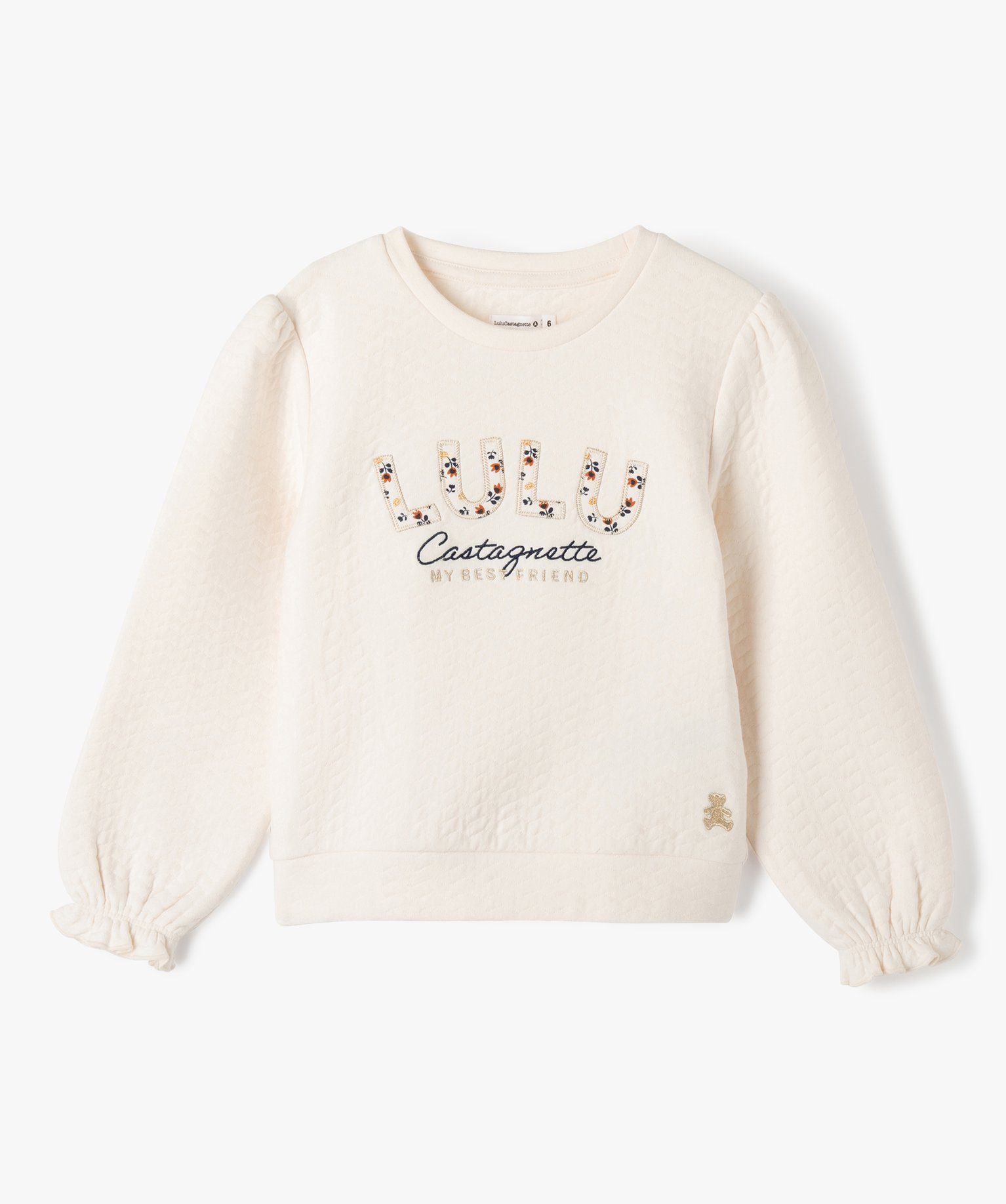 Sweat matelassé fille avec broderie - LuluCastagnette ecru | GEMO