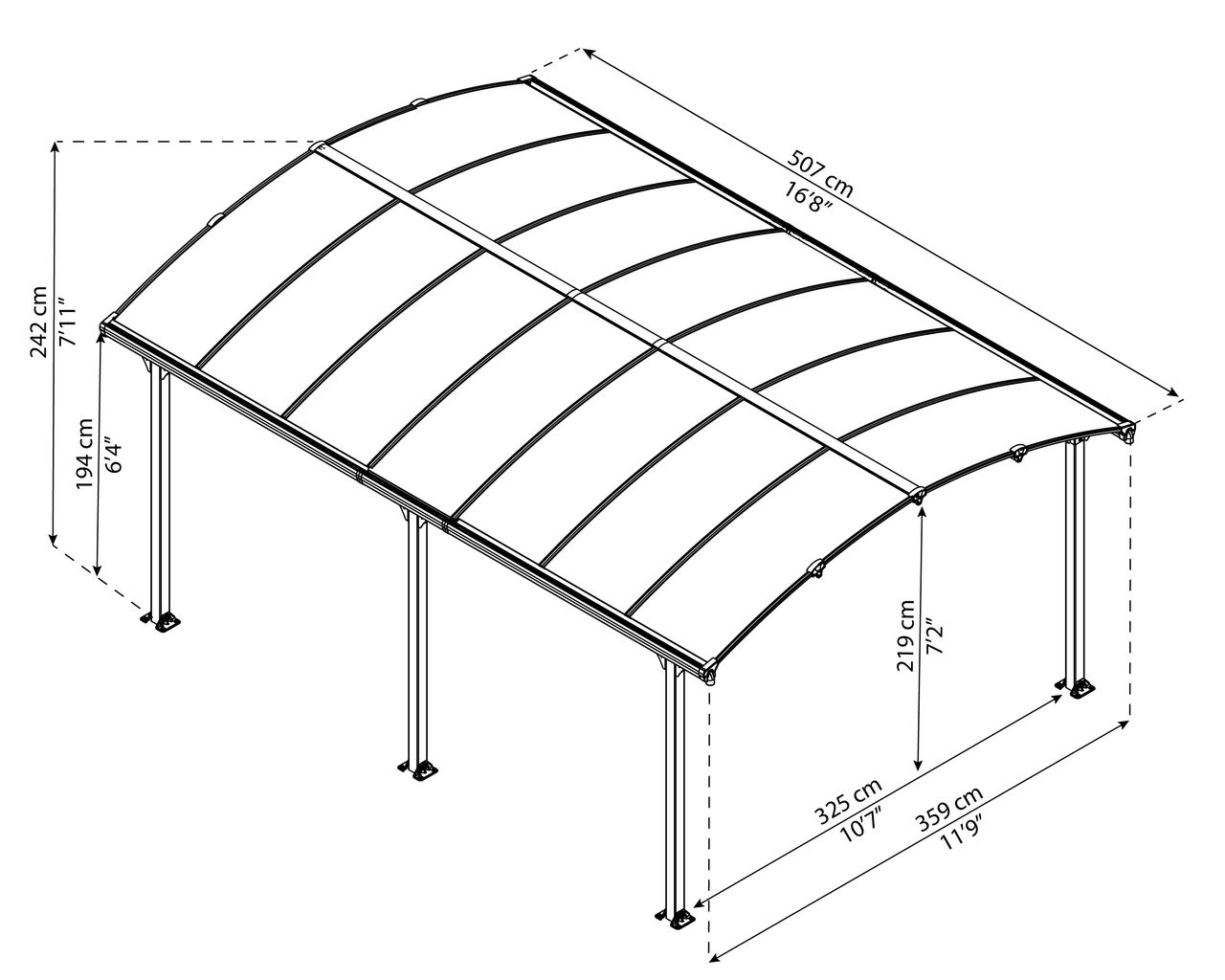 Canopia by Palram Carport Arcadia 507 x 359 cm Anthrazit