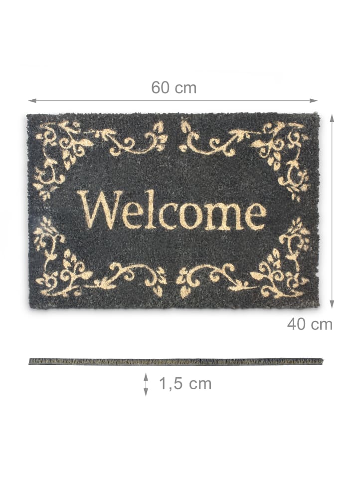 relaxdays Fußmatte Welcome in Schwarz - (B)60 x (T)40 cm günstig kaufen onesize