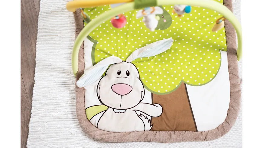 NICI 3-D Activity-Decke Hase und Eule mit Spielkissen und Spielbogen
