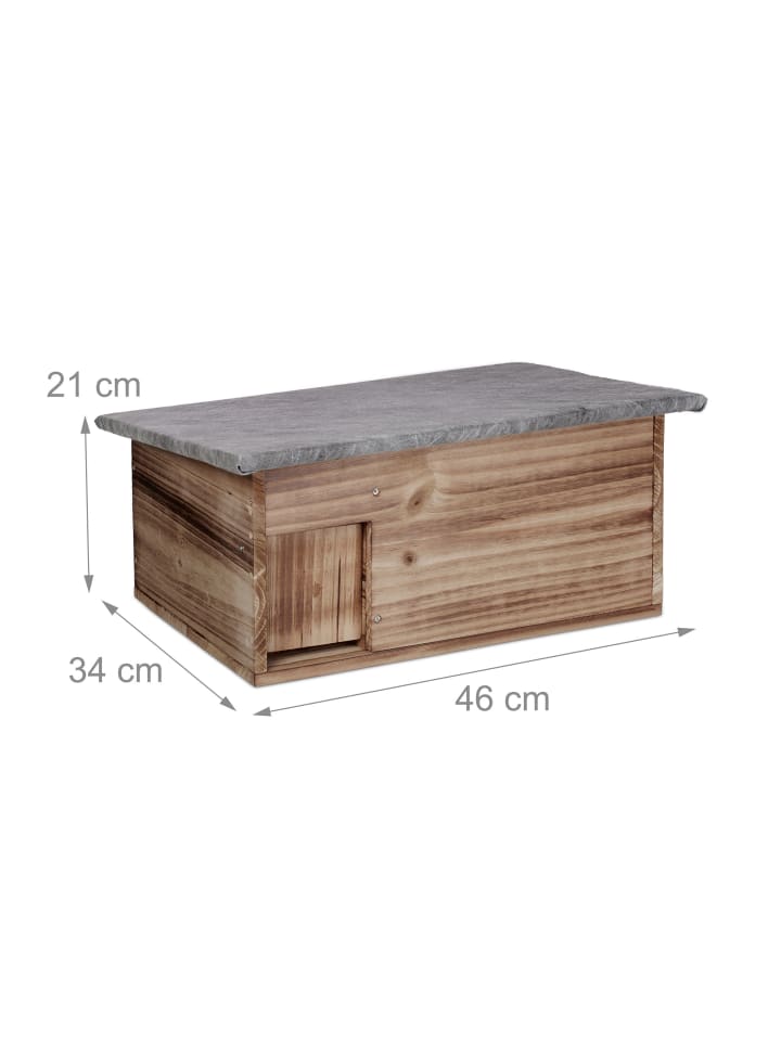 relaxdays Igelhaus Geflammt in Natur - (B)46 x (H)21 x (T)34 cm günstig kaufen onesize