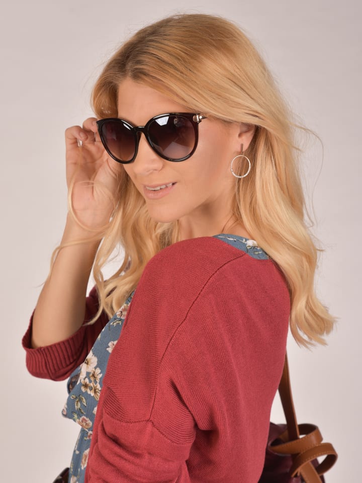 styleBREAKER Cateye Sonnenbrille in Schwarz-Gold / Grau Verlauf günstig kaufen onesize