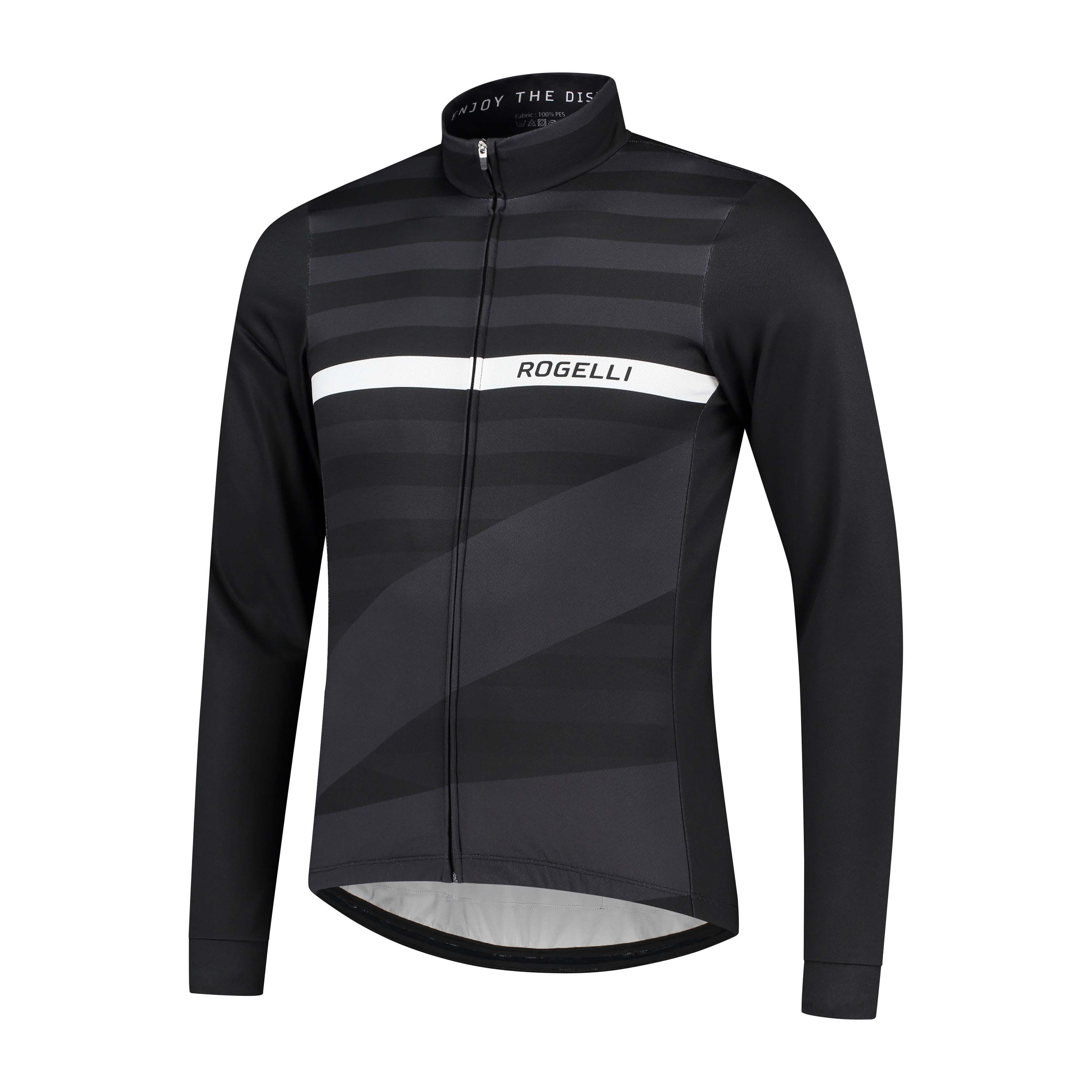Rogelli Stripe Schwarz/Grau Herren Radtrikot Langarm