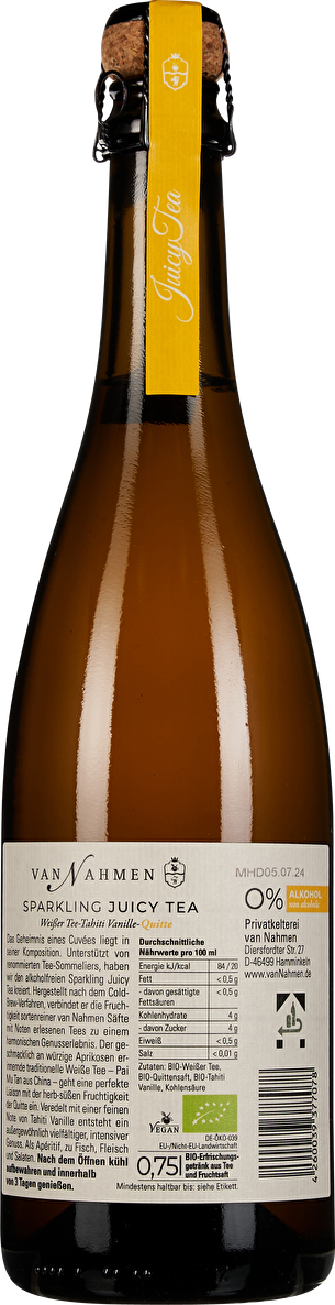 van Nahmen Sparkling Juicy Tea Weißer Tee, Tahiti Vanille & Quitte
