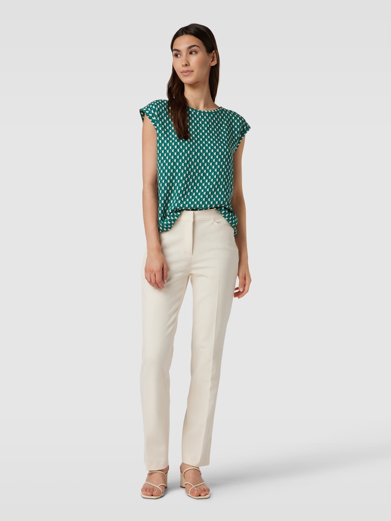 Bluse mit Allover-Muster Modell 'Fauni' in petrol