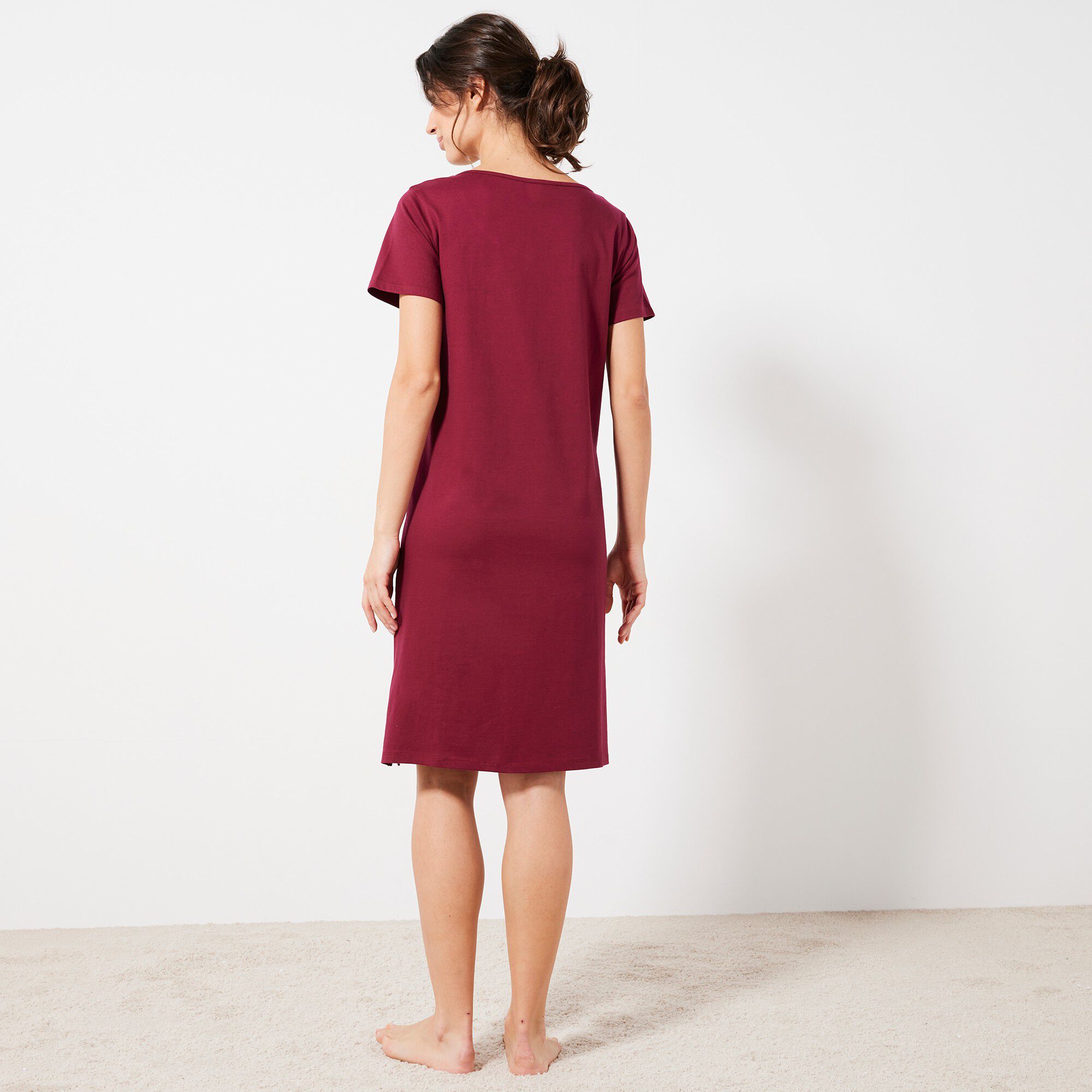 Chemise de nuit courte imprimé oiseaux