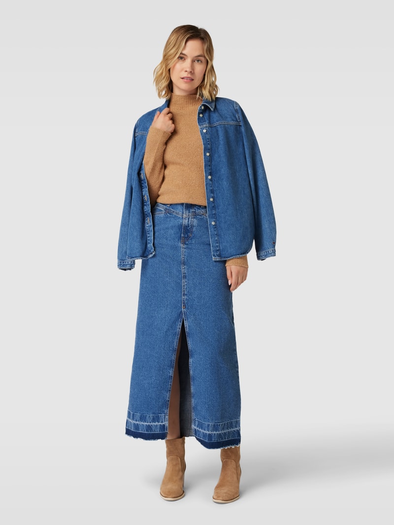 Maxirock mit Beinschlitz Modell 'RAFAELLA' in blau