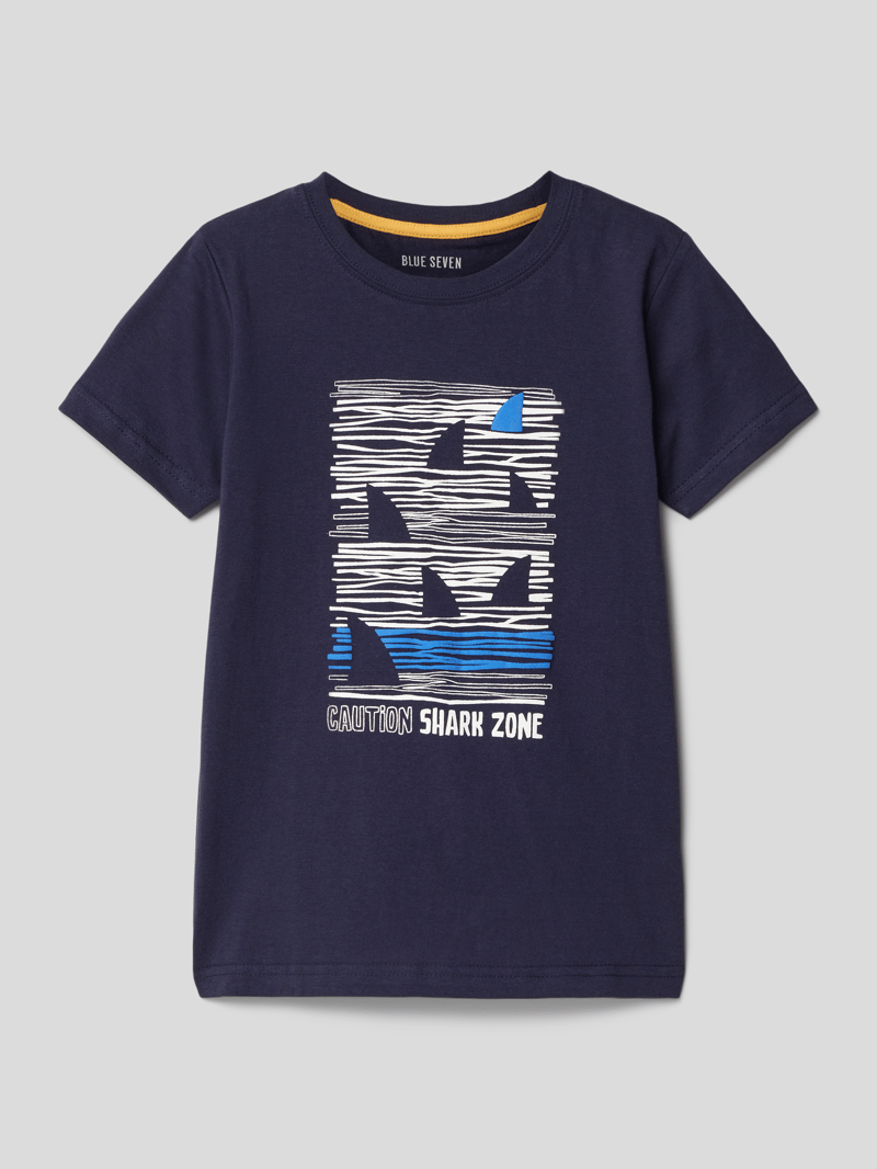 T-Shirt mit Motiv-Print in blau