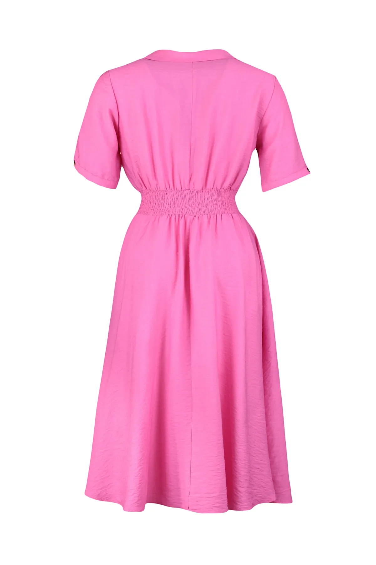 Trendyol Curve  Rosa gewebtes Kleid mit Zierstreifen und Knopfdetails TBBSS22EL1563