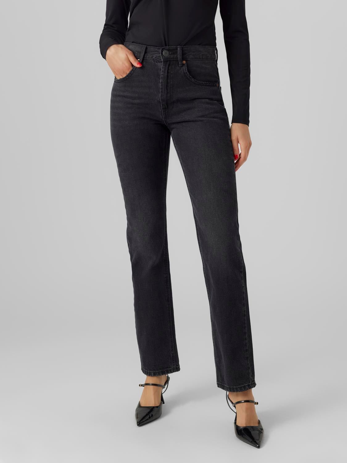 VMHAILEY Hohe Taille Gerade geschnitten Jeans