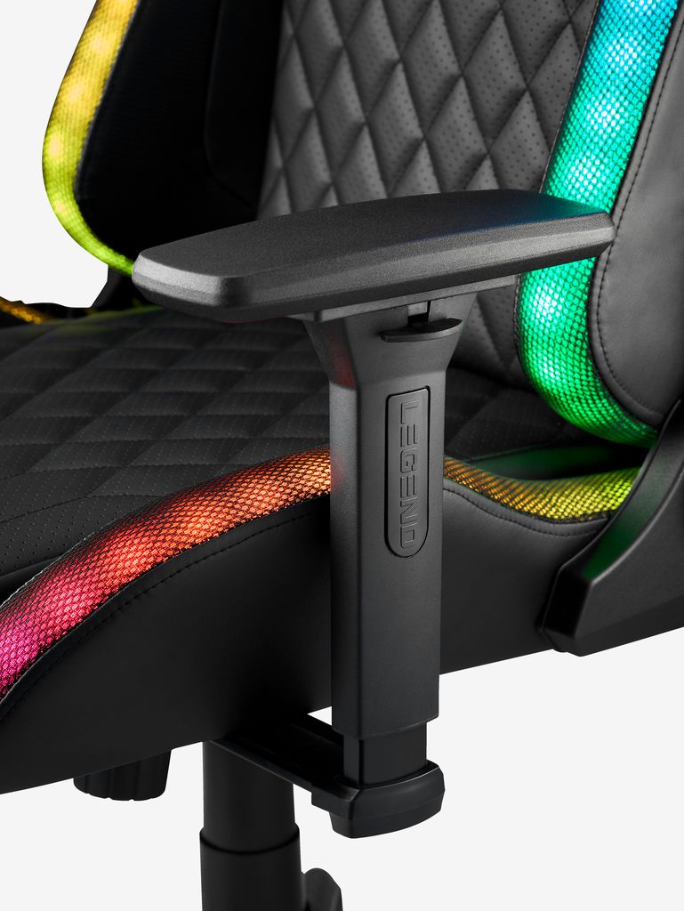 Fotel gamingowy RANUM RANUM z diodami LED, imitacja skóry, czarny/czarny