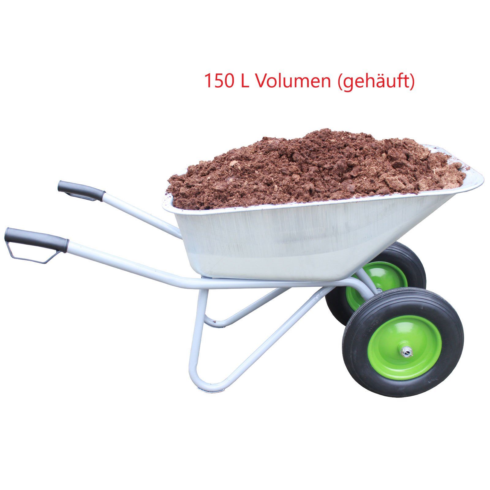 TRUTZHOLM Schubkarre Schubkarre Schiebkarre Gartenkarre Zweiradkarre 2-Rad PU Rad 150l