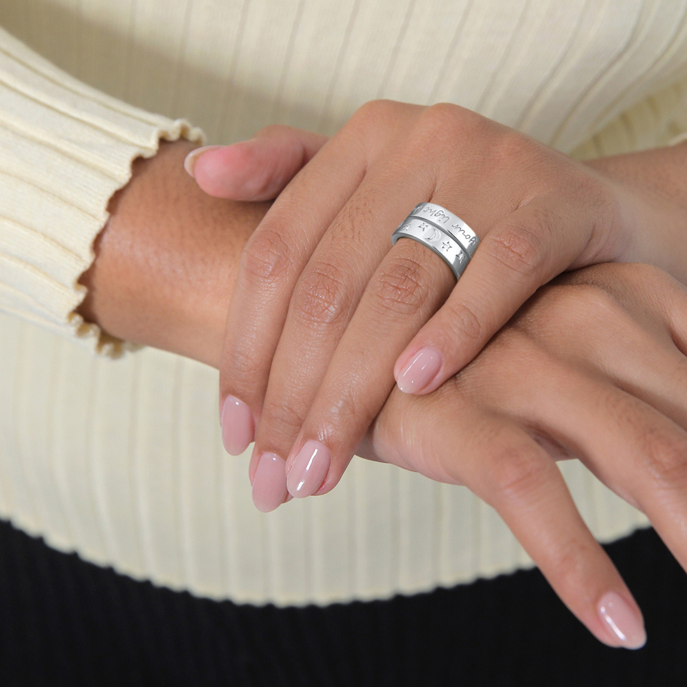 Elli Elli Bague Femmes Bande de 2 Astro avec Cristal de Zirconium en Argent Sterling 9 Bague
